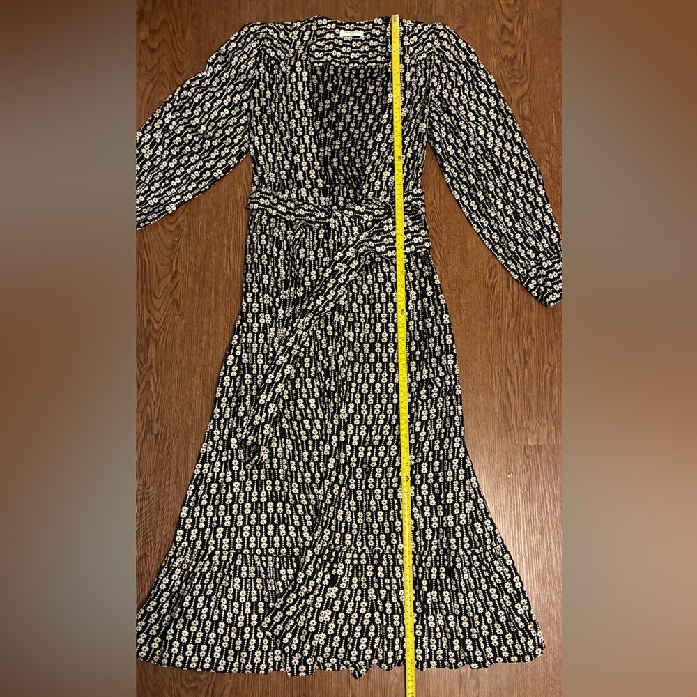 Sandro Black and White Floral Belted Maxi Wrap Dress - Size EU 36 - Picture 11 of 12